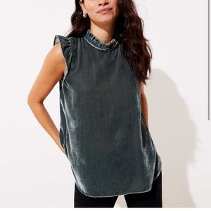 Loft gray velvet top